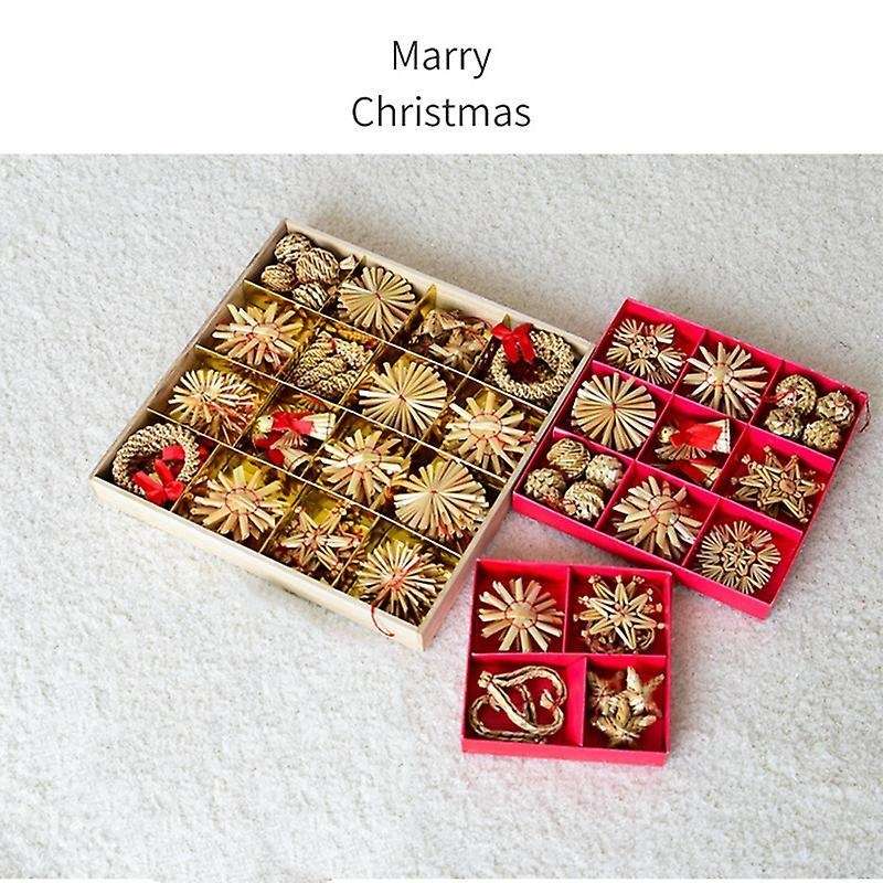 1set Christmas Straw Pendant Christmas Tree Ornaments B