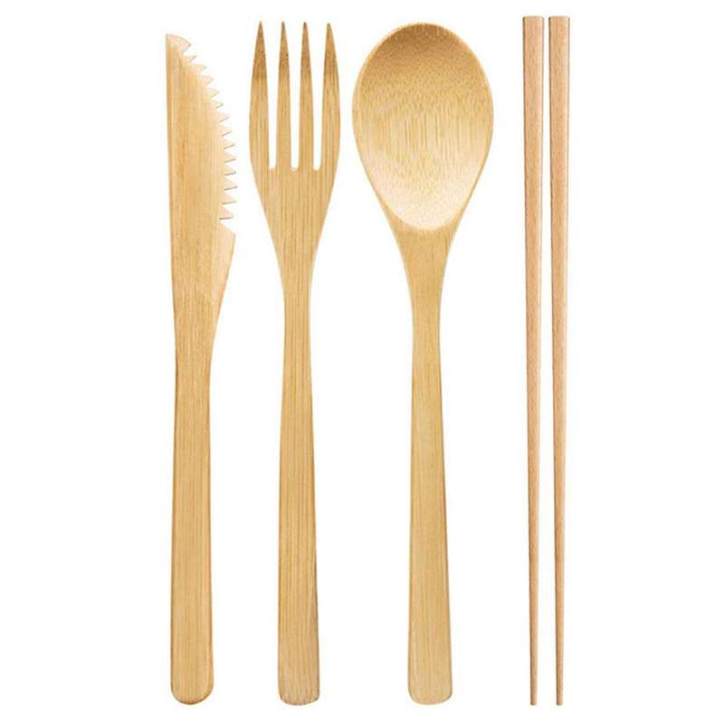 6 Pieces Of Bamboo Cutlery Set,environmentally Cutlery with Bag