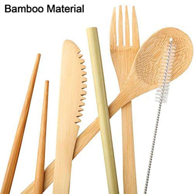 6 Pieces Of Bamboo Cutlery Set,environmentally Cutlery with Bag