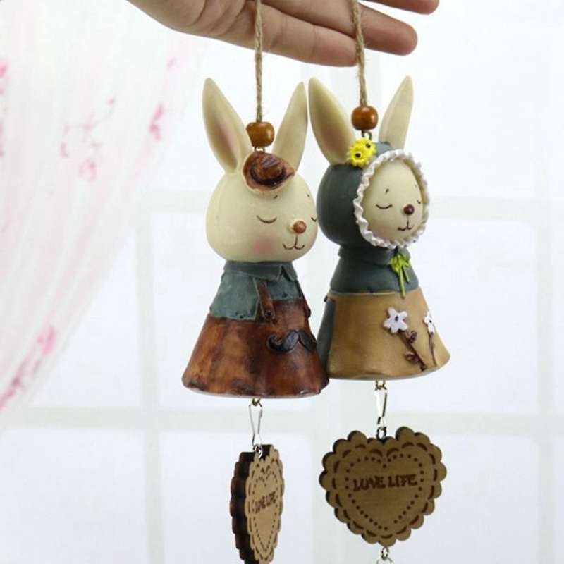 Easter Bunny Wind Chimes Rabbit Resin Crafts Ornaments Wind Chimes(a)