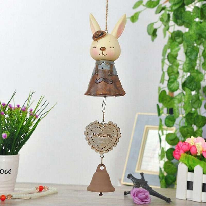Easter Bunny Wind Chimes Rabbit Resin Crafts Ornaments Wind Chimes(a)