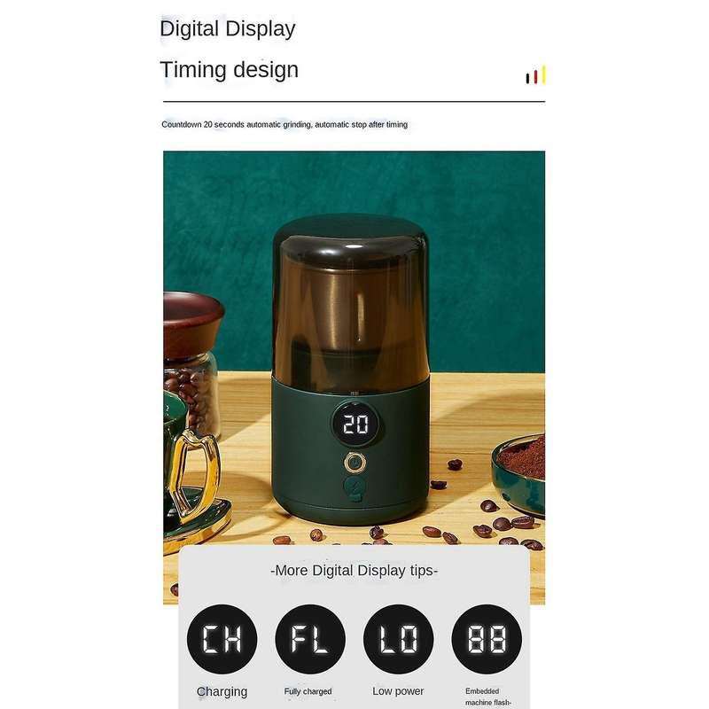 Digital Display Usb Rechargeable Coffee Grinder for Nuts Beans Spices