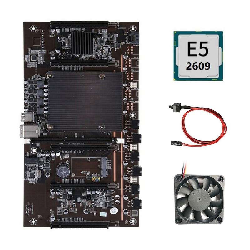 Btcx79 H61 Mining Motherboard with E5 2609 Cpu+fan+switch Cable Ddr3