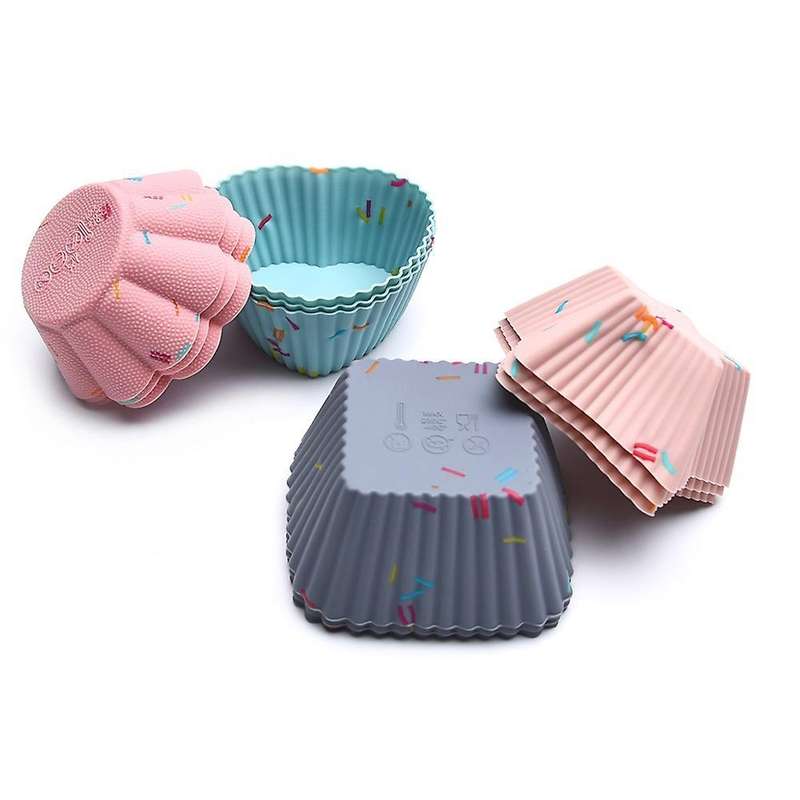 12pcs Reusable Silicone Cupcake Mold Muffin Cake Baking Molds