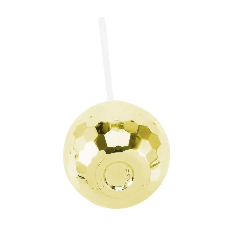 Disco Flash Ball Cocktail Cup Glass Drinking Tea Bottle Gold B