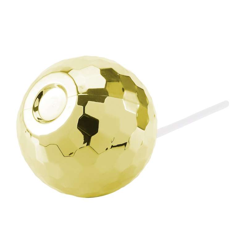 Disco Flash Ball Cocktail Cup Glass Drinking Tea Bottle Gold B
