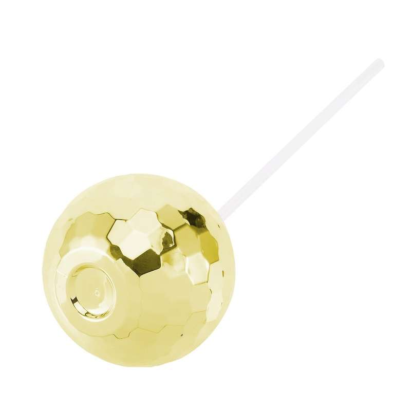 Disco Flash Ball Cocktail Cup Glass Drinking Tea Bottle Gold B