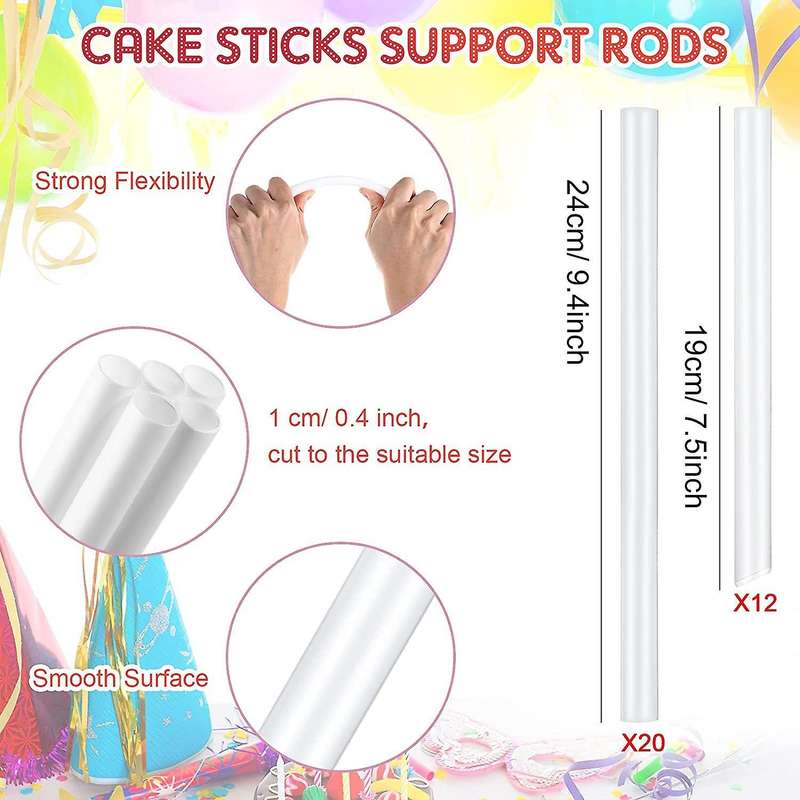 36 Pieces Plastic Cake Dowel Set 20pieces Cake Sticks and 4 Separator