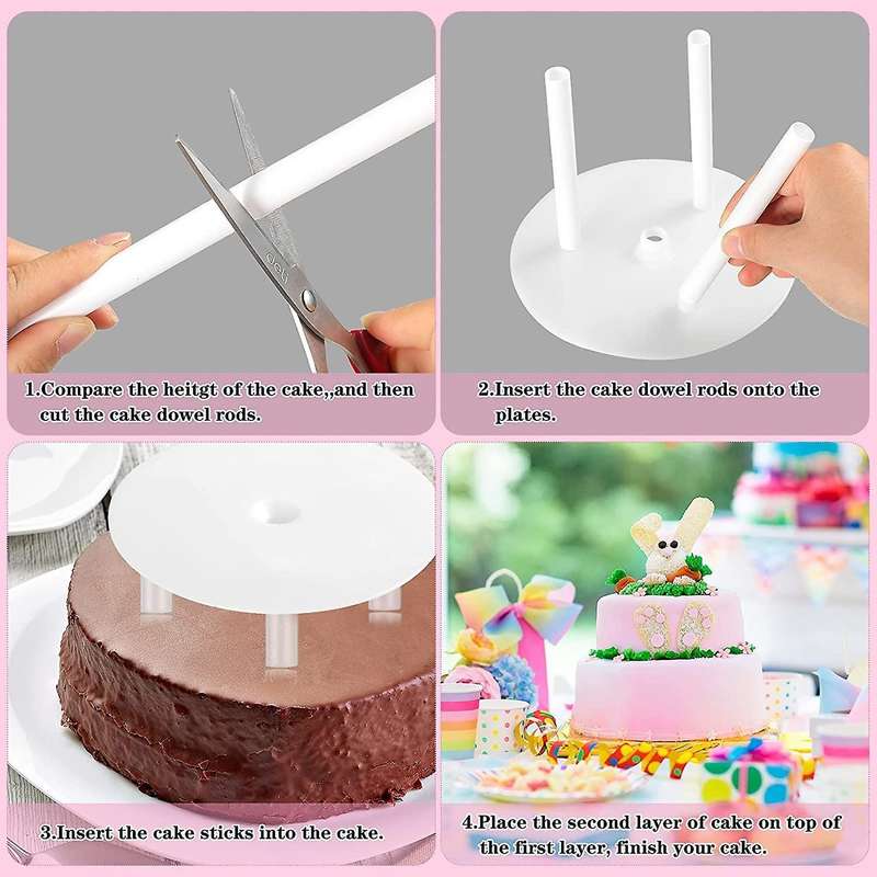 36 Pieces Plastic Cake Dowel Set 20pieces Cake Sticks and 4 Separator