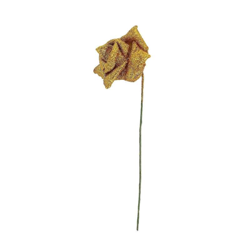 21pcs Foam Glitter Artificial Rose Decor, Gold