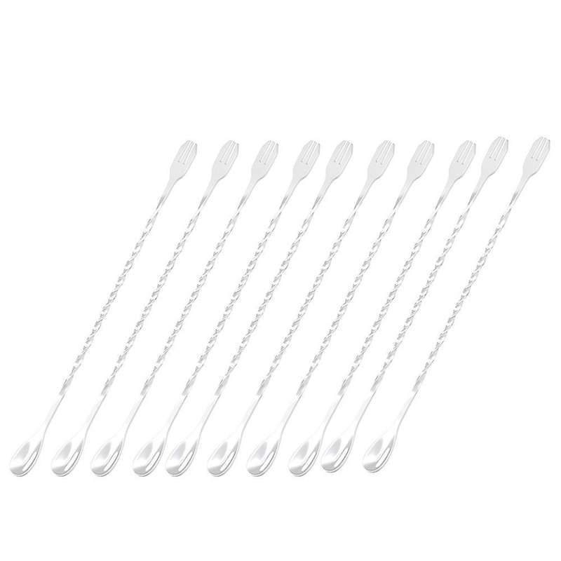 10 Pack Mixing Spoons,10 Inch Stainless Steel Cocktail Stirrer