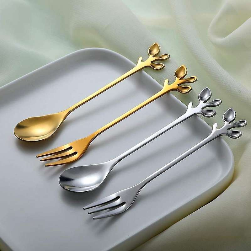 Leaf Coffee Spoon,fruit Fork Tableware Set,for Kitchen Wedding