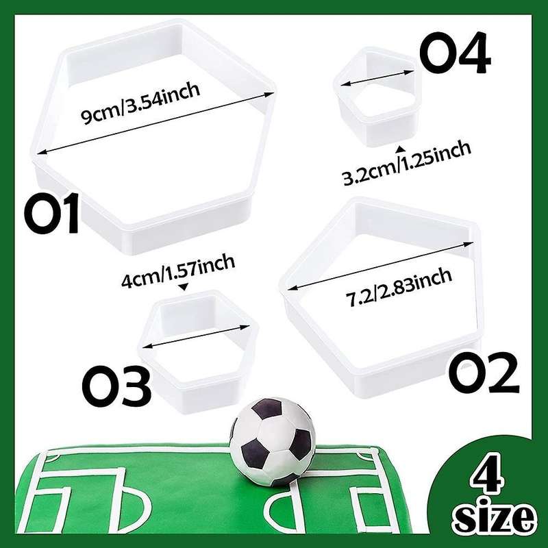 Football Pattern Cookie Cutters Hexagon Cutter for Diy Cake Tools