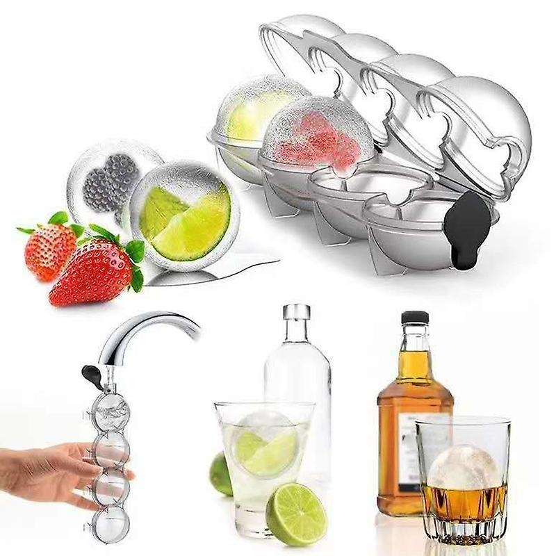 4 Cavity Ice Square Maker Whiskey Cocktail Diy Round Ice Ball Grid