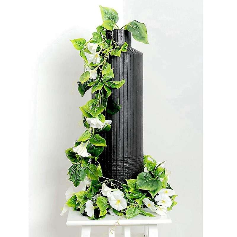 90 Inch Artificial Vines Morning Glory Flowers Hanging Plants White