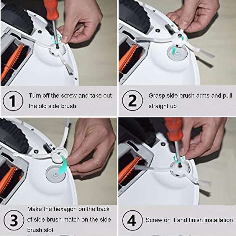 6pcs Side Brush for Xiaomi Roborock S6 S6 Pure S5 S5 Max S4 E4 E20