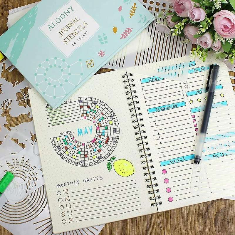 16pcs Journal Stencils Set for Journal Stencils A5 Dotted Journals