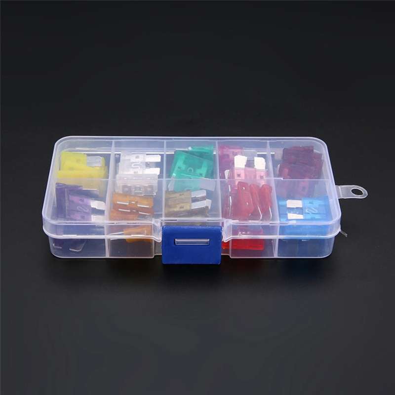 50pcs Blade Fuse 32v Assortment Kit 3a-40a+box for Car