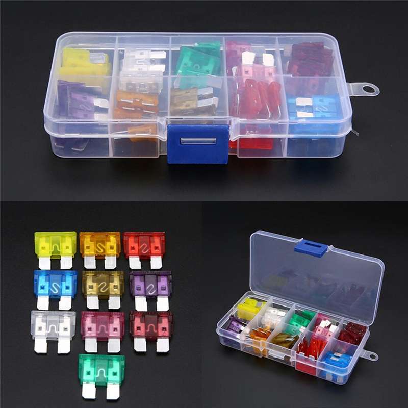 50pcs Blade Fuse 32v Assortment Kit 3a-40a+box for Car