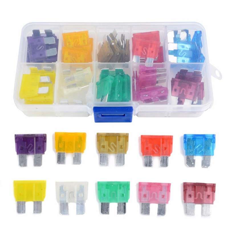 50pcs Blade Fuse 32v Assortment Kit 3a-40a+box for Car