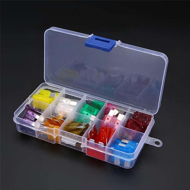 50pcs Blade Fuse 32v Assortment Kit 3a-40a+box for Car