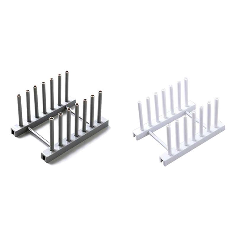 Kitchen Pot Lid Rack Dish Rrain Rack Spoon Holder Shelf Gray