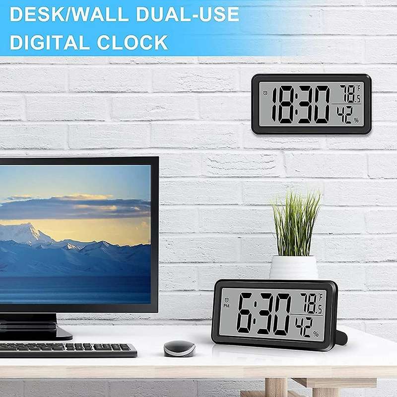 Digital Alarm Clock,battery Operated Lcd Electronic Clock Black