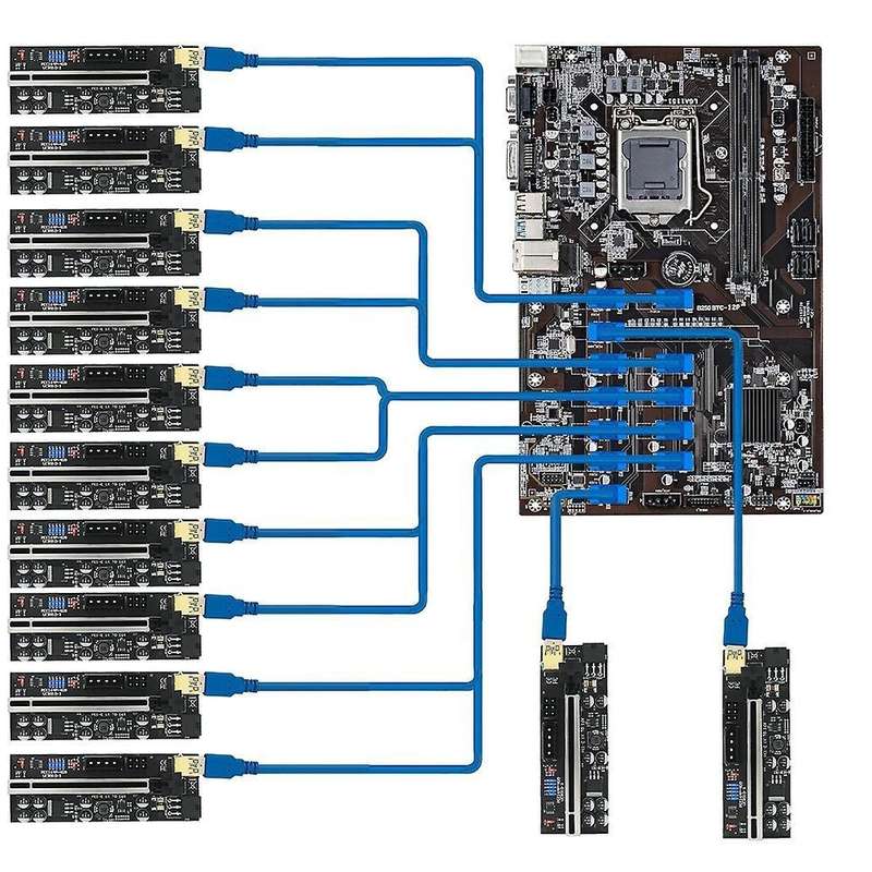 1 Pcs Ver010-x 1x to 16x Extension Cable Riser Card for Bitcoin