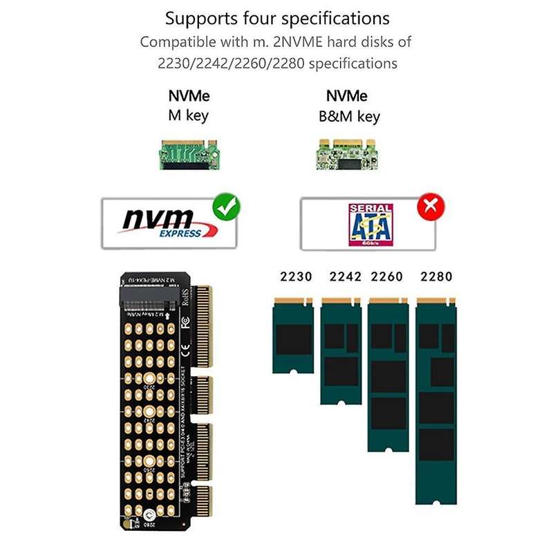 Nvme Adapter M.2 Nvme to Pcie 4.0 Riser Card Pcie X16 X8 X4 Expansion