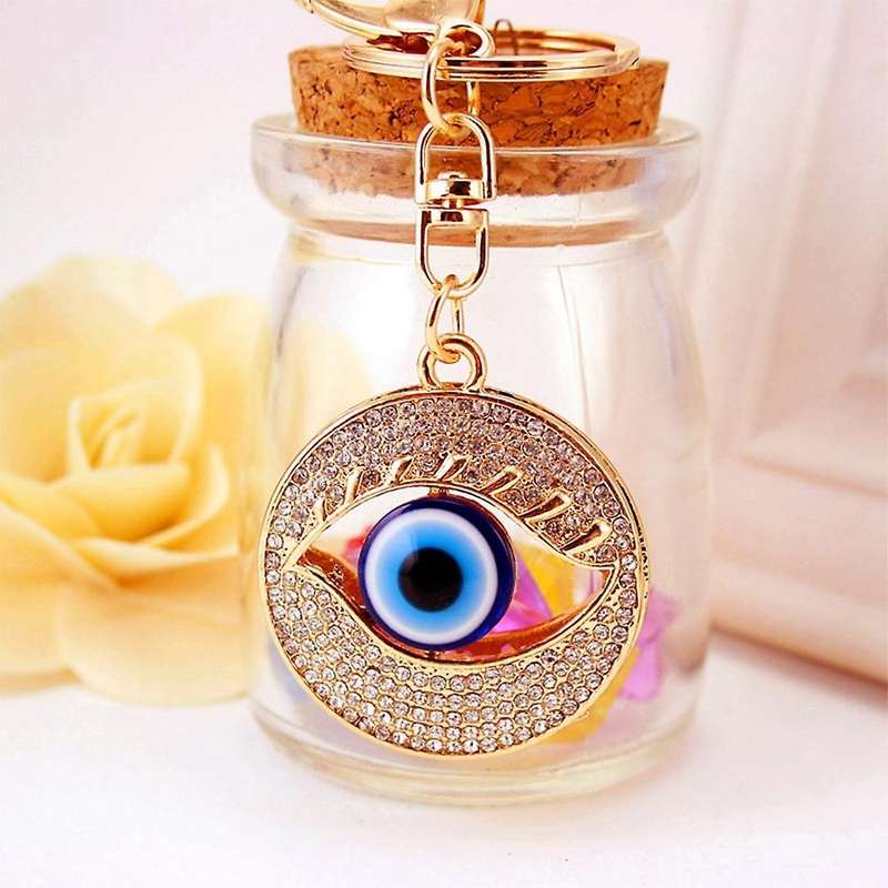 2 Pcs Blue Eye Crystal Keychain for Womens and Mens Car Keys