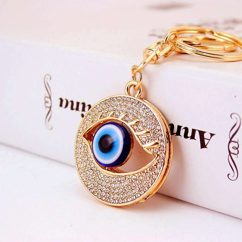 2 Pcs Blue Eye Crystal Keychain for Womens and Mens Car Keys