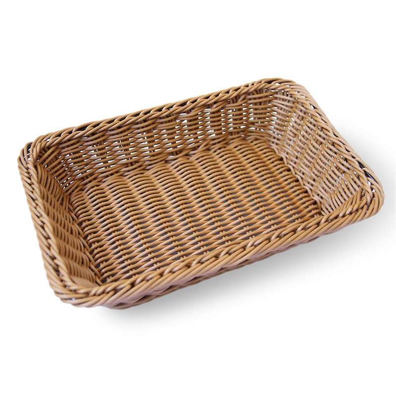 Light Brown Hand-woven Food Fruit Imitation Rattan Basket 30x20x7cm