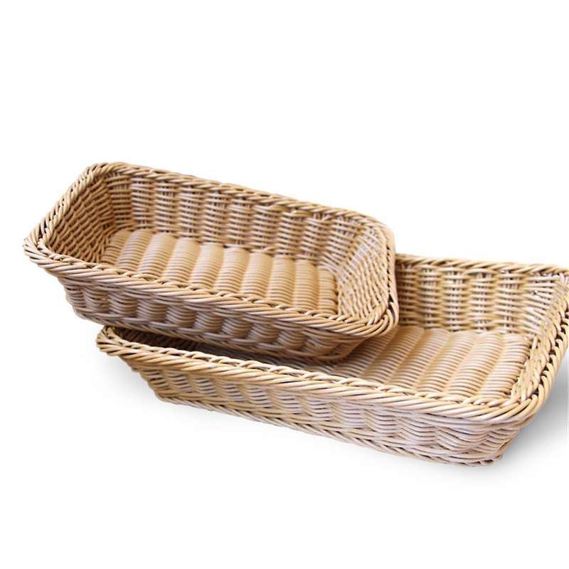 Light Brown Hand-woven Food Fruit Imitation Rattan Basket 30x20x7cm