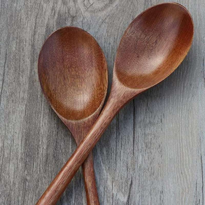 8 Pcs Wood Soup Spoons for Eating Mixing Stirring Cooking, Utensi