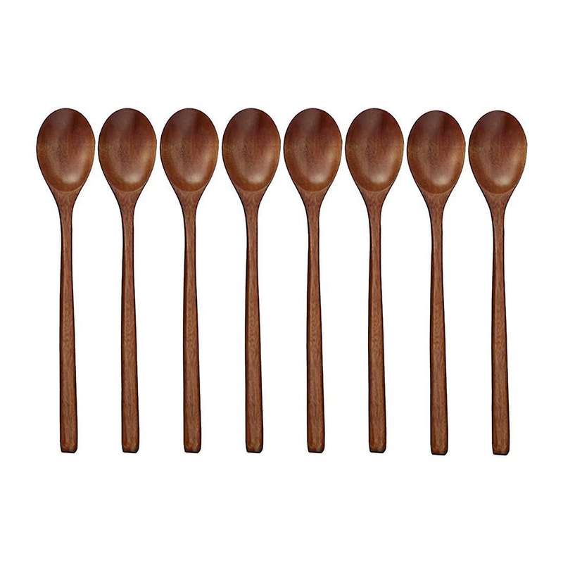 8 Pcs Wood Soup Spoons for Eating Mixing Stirring Cooking, Utensi
