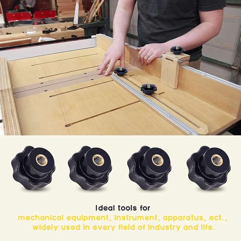 15pcs M6 Star Knob Clamping Handle Nut Through Hole Set Brass Female