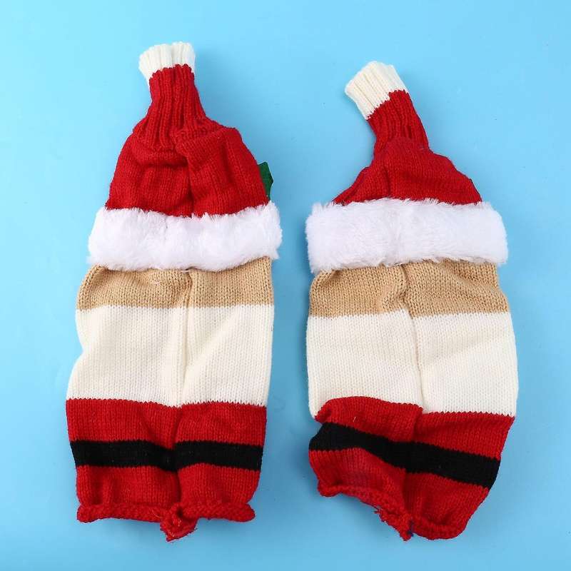 2 Pcs Cute Christmas Wine Bottle Cover for Table Home Decoration, A