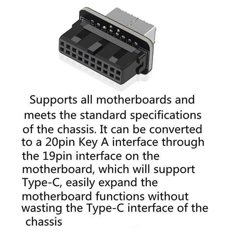 Motherboard Usb3.019p/20p to Type-e90 Degree Adapter Chassis Front