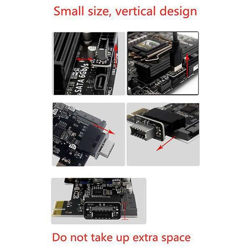 Motherboard Usb3.019p/20p to Type-e90 Degree Adapter Chassis Front