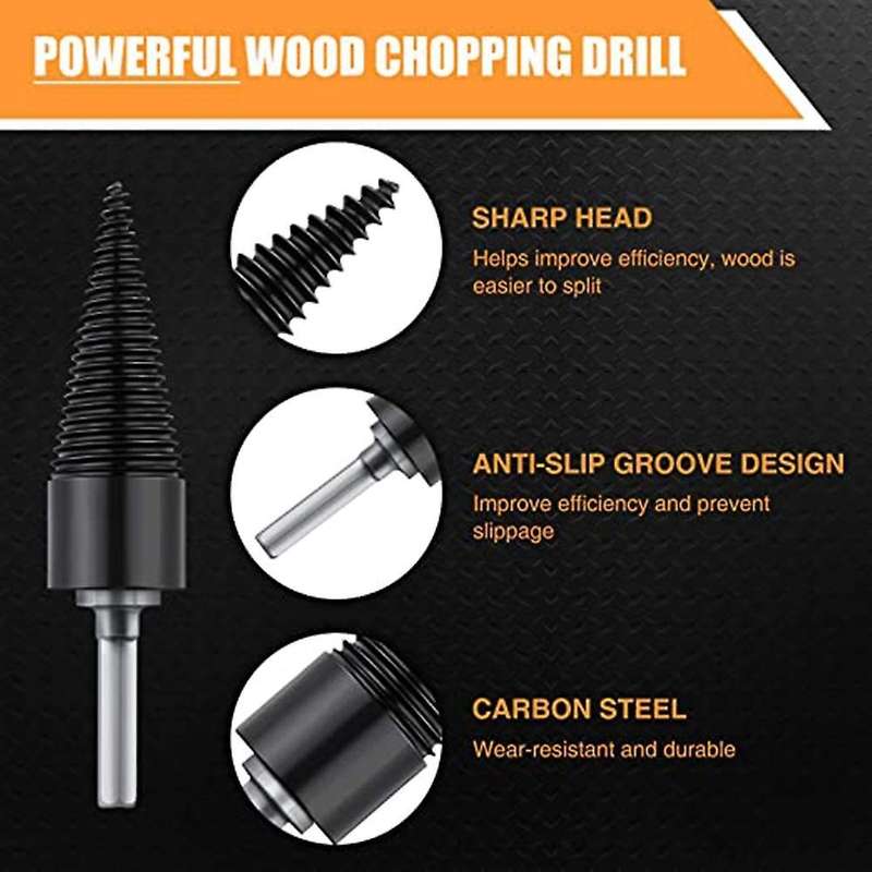 Wood Splitter Drill Bit Removable, Portable Wood Cutting Tool, B