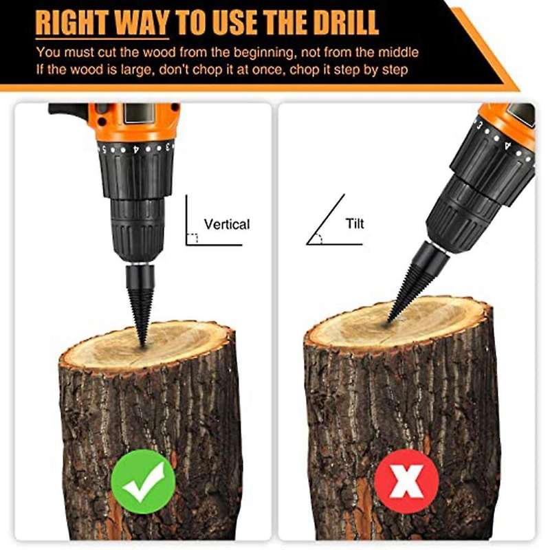 Wood Splitter Drill Bit Removable, Portable Wood Cutting Tool, B