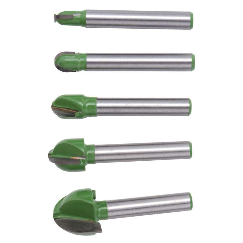 5pcs 6mm Shank Ball Nose Router Bits Solid Carbide Cnc Radius Core