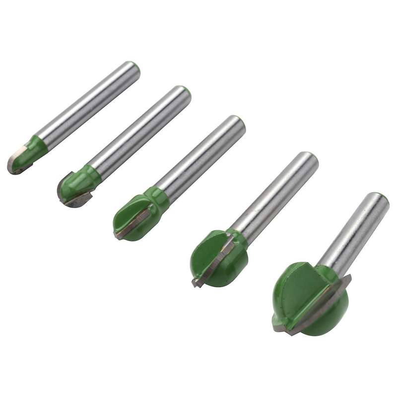 5pcs 6mm Shank Ball Nose Router Bits Solid Carbide Cnc Radius Core