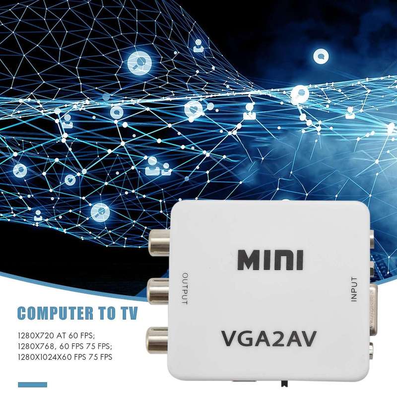Mini Vga to Av Video Converter Vga to Rca Pc to Tv Vga to Av