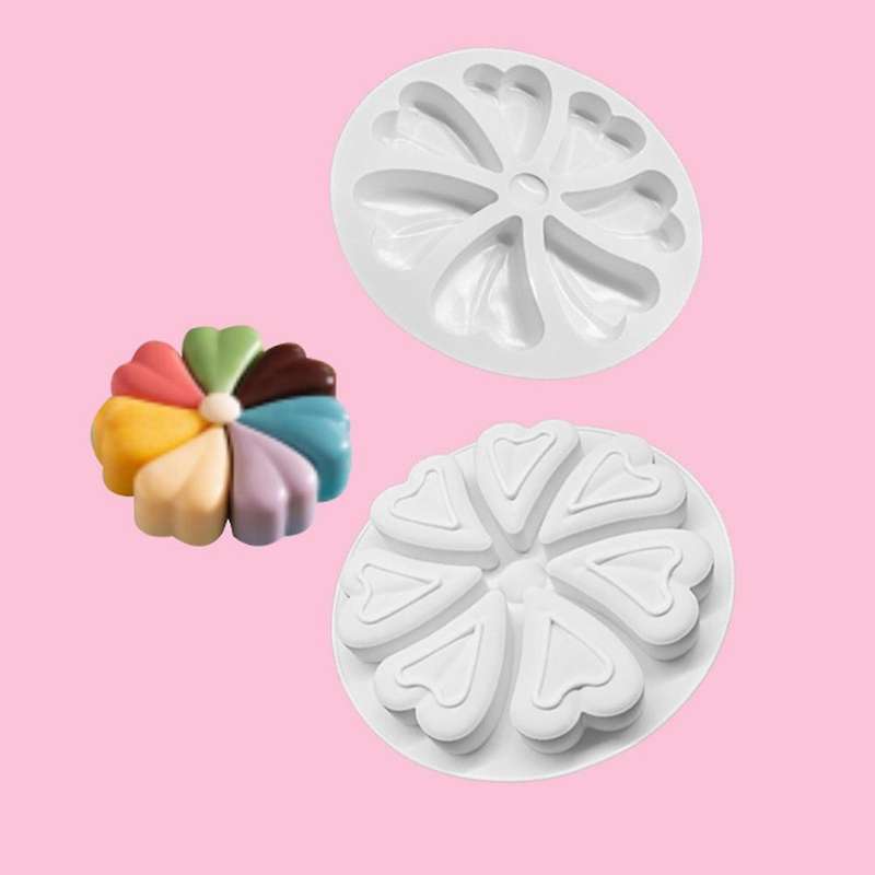 Heart Shaped Flowers Design Silicone Cake Molds Baking Tools