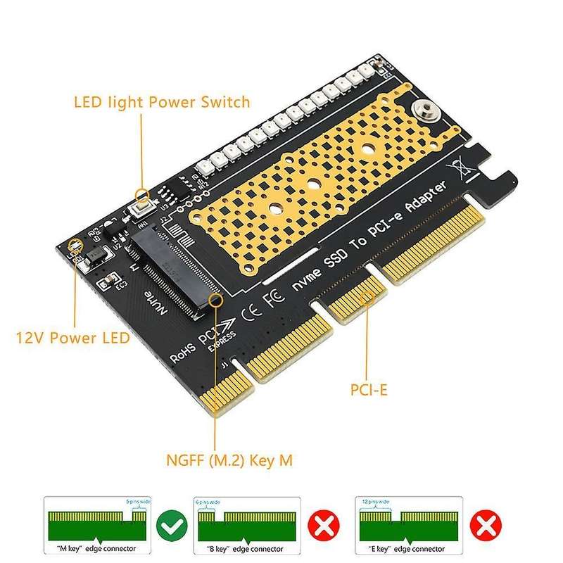 M.2 Nvme Ssd to Pci-e 4x/8x/16x Adapter with 3528 Colorful Flash