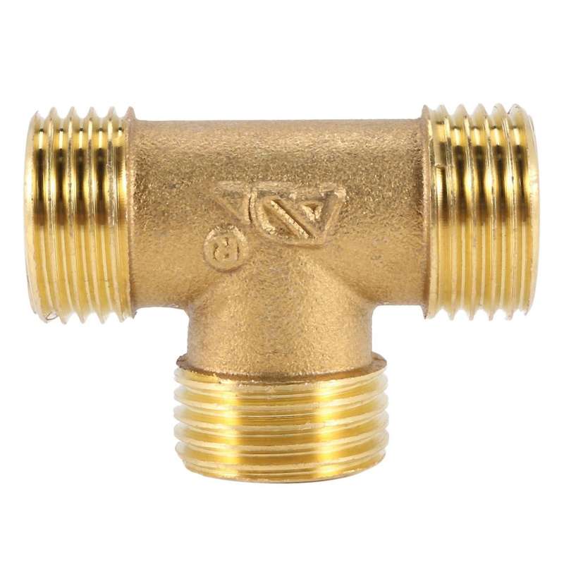 Brass T Shape Water Fuel Pipe Tee Adapter Connector 1/2" Thread