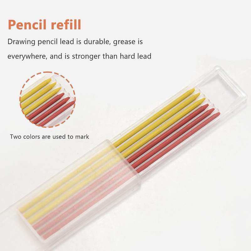 Carpenter Pencil Set with 7 Refill Leads, Built-in Sharpener,pencil H