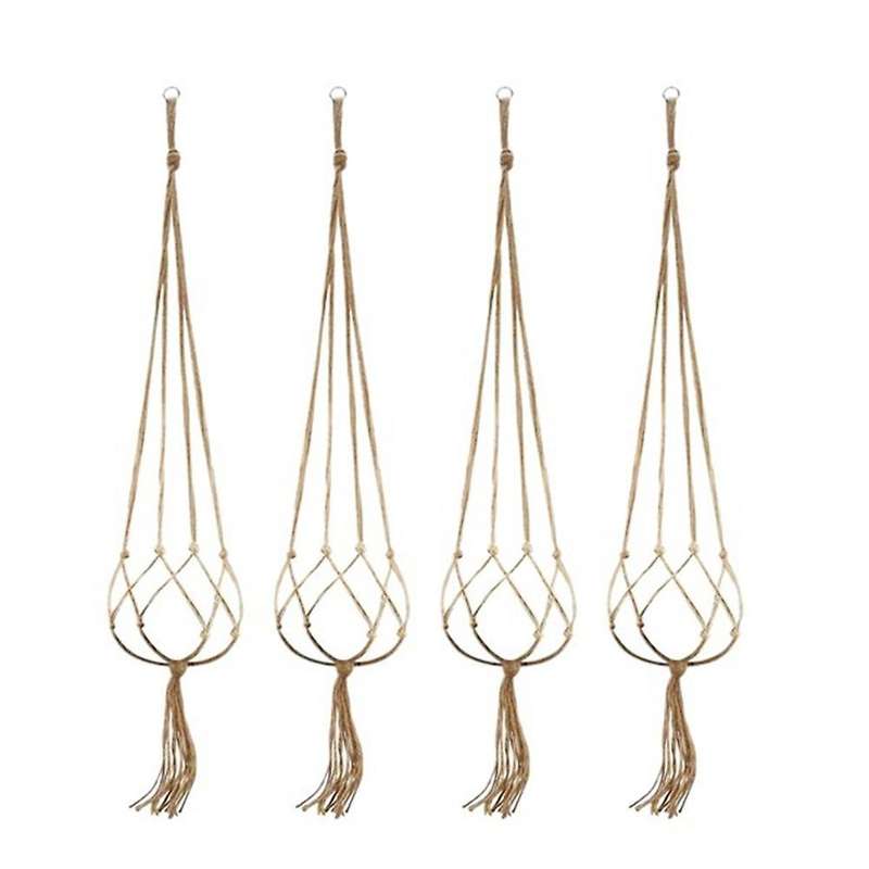 4pcs Hemp Rope Plant Holders Hanging Decor Home Garden Supplies