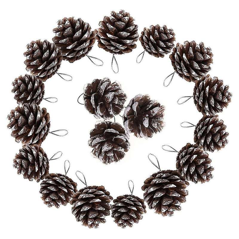 Christmas Tree Decoration Festive Decoration White Border Pine Cones